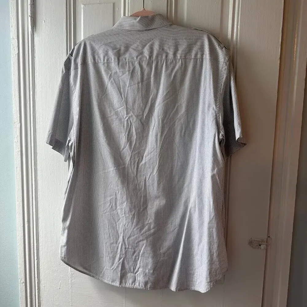 French Connection Button Up Shirt Mens XL White Short Sleeve Cotton Pockets - Picture 7 of 7